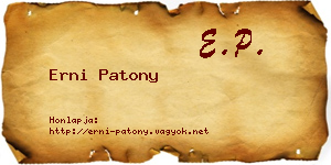 Erni Patony névjegykártya